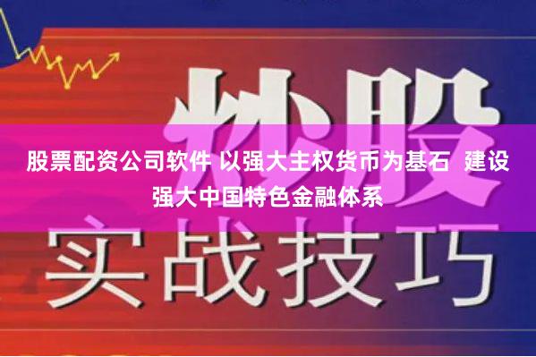 股票配资公司软件 以强大主权货币为基石  建设强大中国特色金融体系