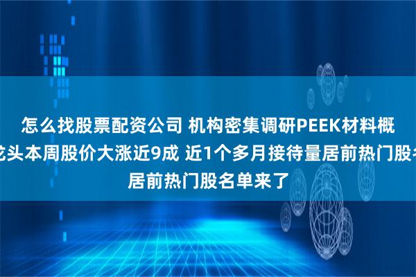 怎么找股票配资公司 机构密集调研PEEK材料概念股！龙头本周股价大涨近9成 近1个多月接待量居前热门股名单来了