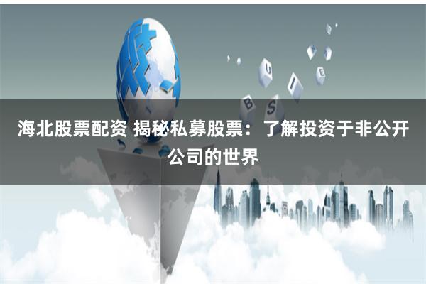 海北股票配资 揭秘私募股票：了解投资于非公开公司的世界